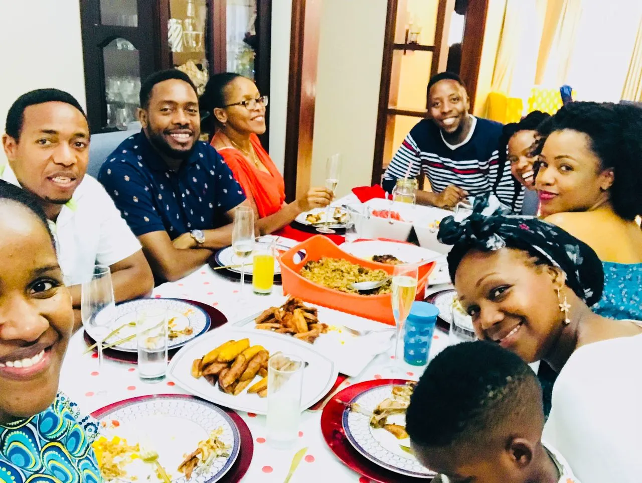 Home dinner party with Tanzanian friends and family